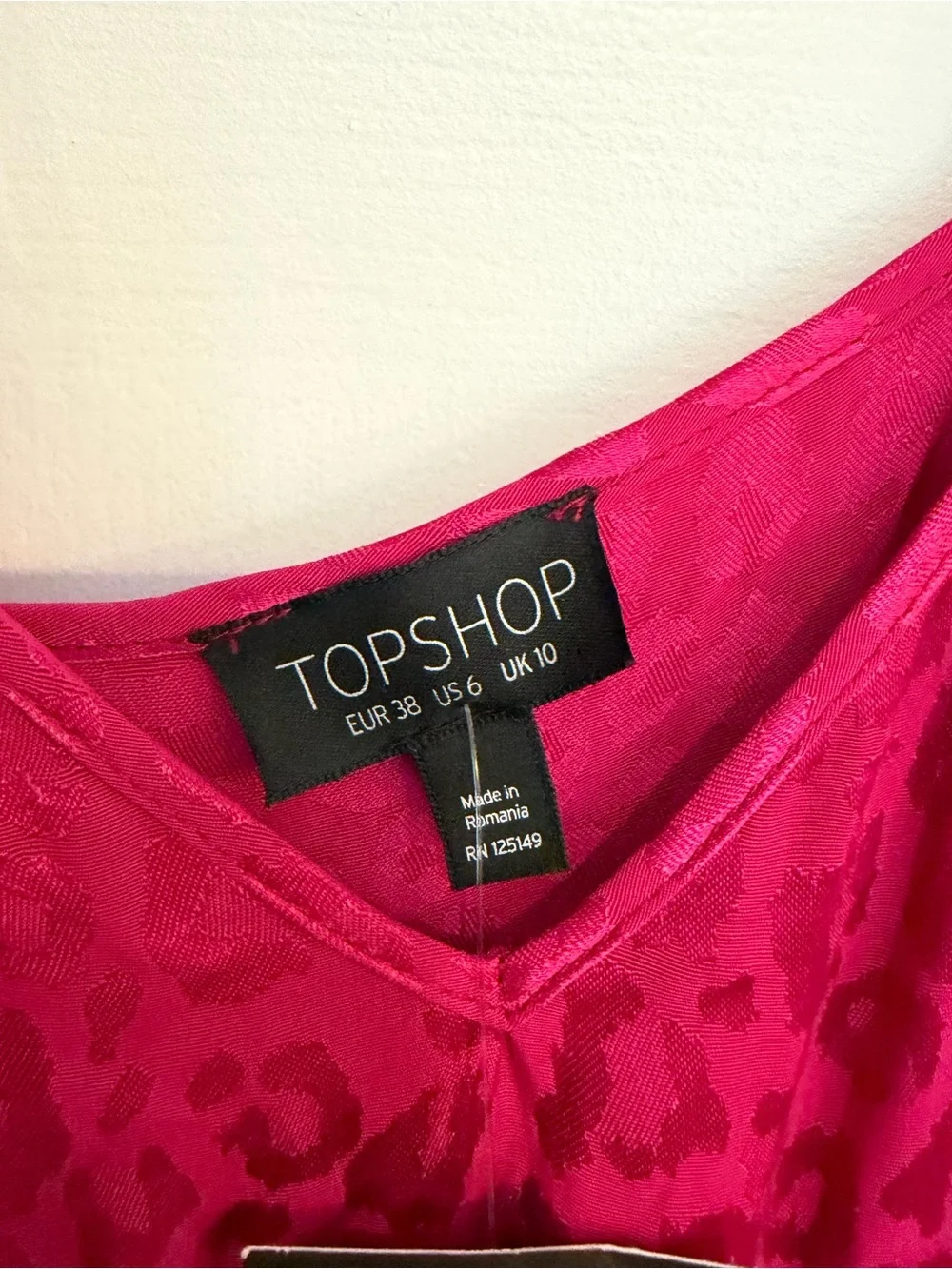 Topshop One Shoulder Leopard Dress US 6 Fuchsia NWT